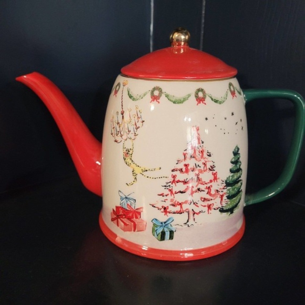 Anthropologie Susannah Garrod Tis The Season Tea For Two Teapot‎ Only Christmas